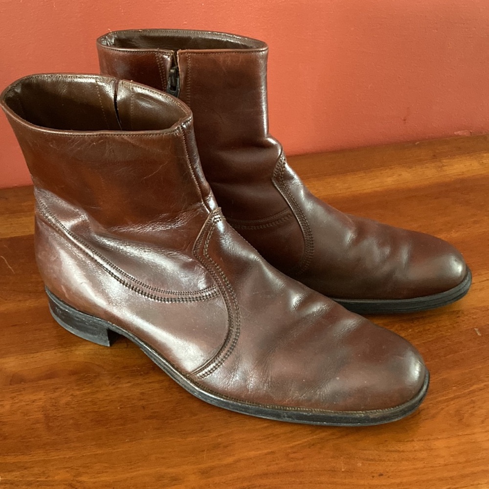 Vintage Florsheim Beatle boots Brown Side Zip Leather Size 11.5 - Picture 6 of 9